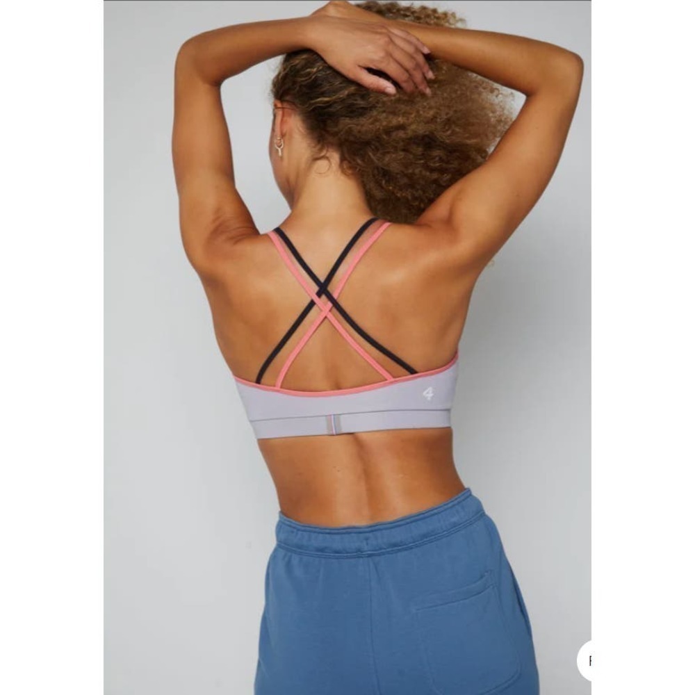 Fourlaps Women's Vitality Sports Bra Silver Workout Fitness Strappy Size XL NWT